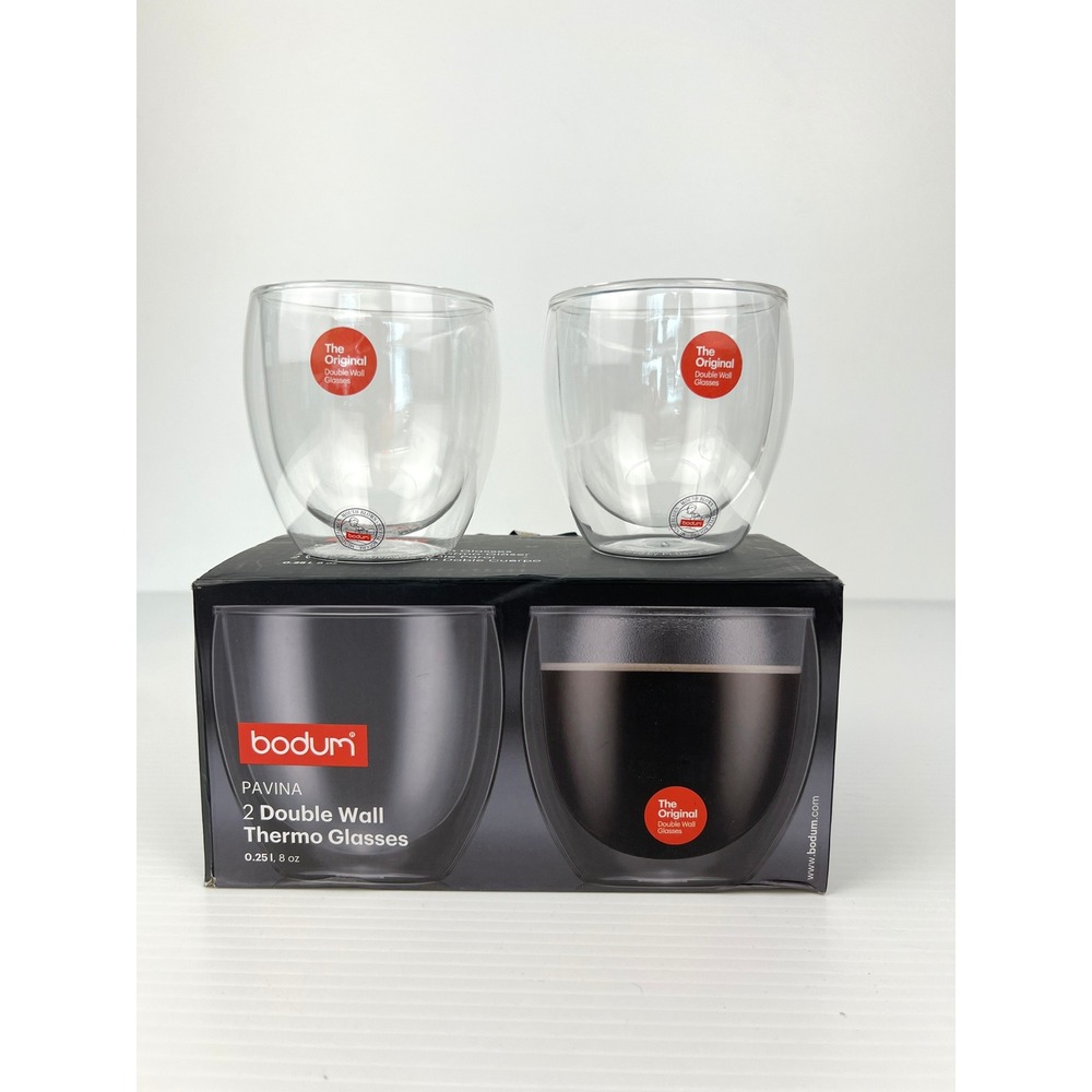 Bodum Pavina Set of 2 Double Wall Thermo Glasses 8oz 240ml Borosilicate 4558-10